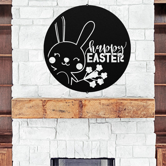 Happy Easter Bunny Sign ~ Metal Porch Sign | Front Door Sign | Personalized Entrance Sign | Metal Spring Sign