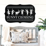 Bunny Crossing Sign ~ Metal Porch Sign | Front Door Sign | Personalized Entrance Sign | Metal Spring Sign