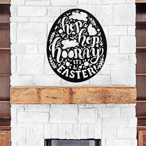 Hop Hop Hooray Easter Sign ~ Metal Porch Sign | Front Door Sign | Personalized Entrance Sign | Metal Spring Sign