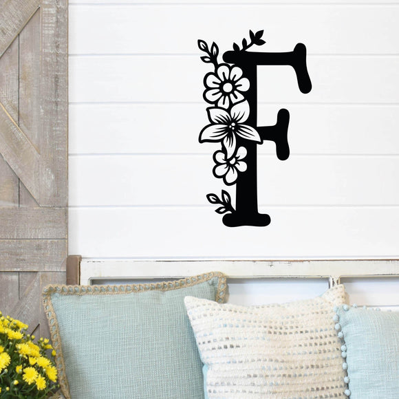 Floral Monogram Name Sign ~ Metal Porch Sign | Front Door Sign | Personalized Entrance Sign | Metal Spring Sign