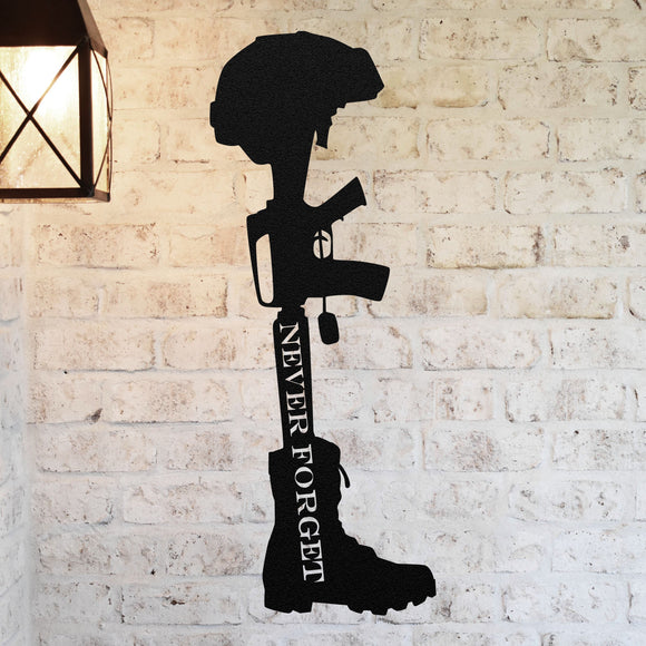 Never Forget Military ~ Metal Porch Sign | Outdoor Sign | Front Door Sign | Metal Mountain Sign