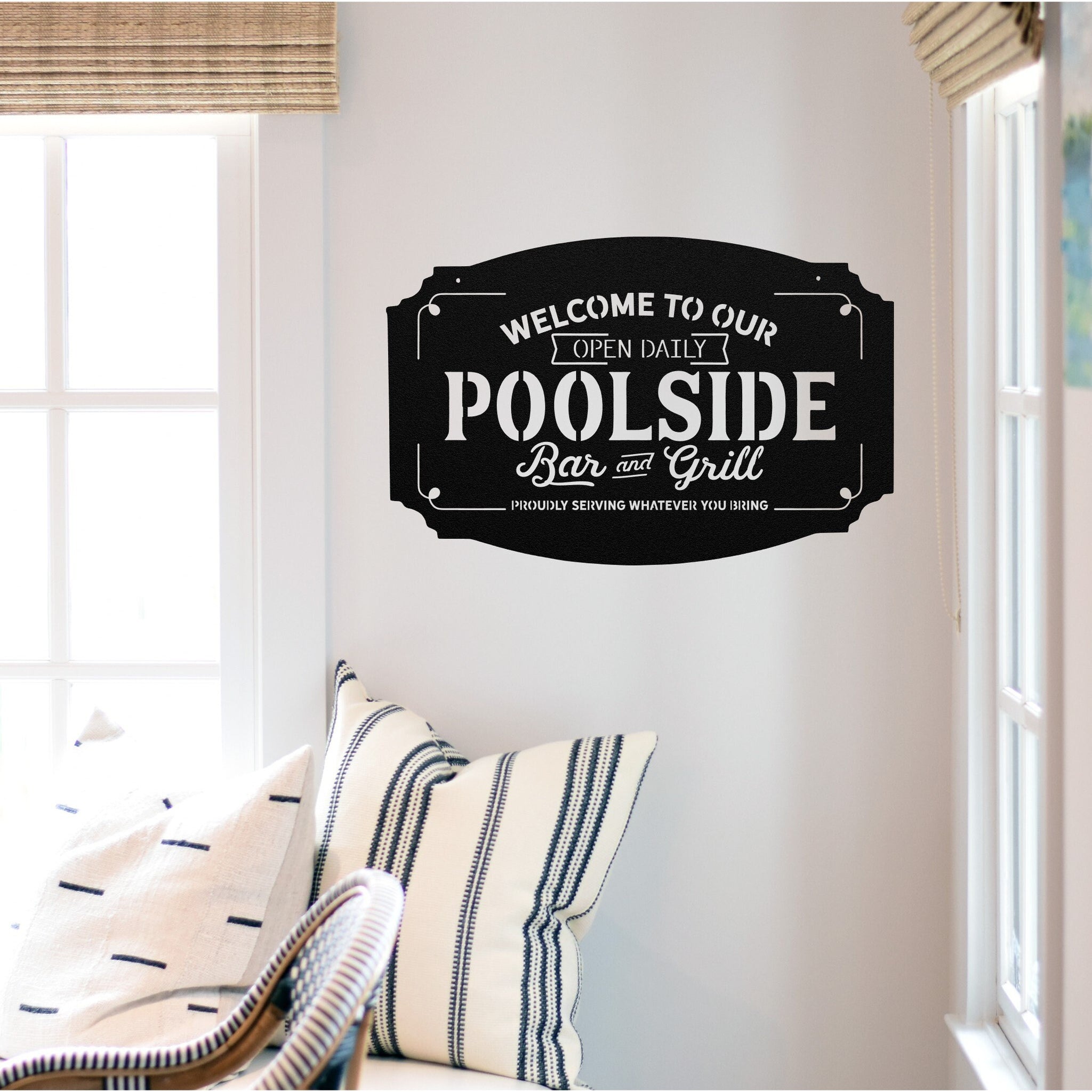 Welcome To Our Poolside Sign ~ Metal Porch Sign | Outdoor Sign | Front –  The Kean Farm, image size:2048x2048