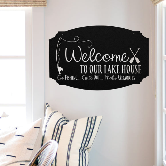 Welcome To Our Lakehouse ~ Metal Porch Sign - Outdoor Sign - Front Door Sign - Metal Lake Sign - Lake House