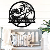 Surfing Family Name Sign ~ Metal Porch Sign - Outdoor Sign - Front Door Sign - Metal Beach Sign - Beach House