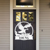 Custom Eagle Family Sign ~ Metal Porch Sign - Outdoor Sign - Front Door Sign - Metal Mountain Sign - Woodland Sign