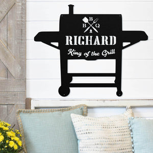 Custom King Of The Grill Sign ~ Metal Porch Sign | Outdoor Sign | Front Door Sign | Metal Grilling Sign