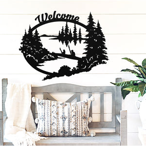 Kayaking Welcome Sign ~ Metal Porch Sign - Outdoor Sign - Front Door Sign - Metal Lake Sign - Lake House