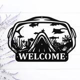 Welcome Scuba Mask Sign ~ Metal Porch Sign - Outdoor Sign - Front Door Sign - Metal Beach Sign - Beach House