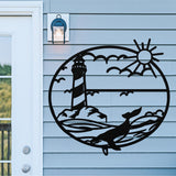Whale Lighthouse Sign ~ Metal Porch Sign - Outdoor Sign - Front Door Sign - Metal Beach Sign - Beach House