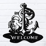 Squid Welcome Sign ~ Metal Porch Sign - Outdoor Sign - Front Door Sign - Metal Beach Sign - Beach House