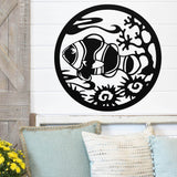 Clown Fish Round Sign ~ Metal Porch Sign - Outdoor Sign - Front Door Sign - Metal Beach Sign - Beach House