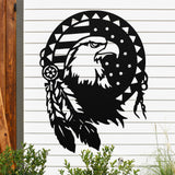 American Eagle Flag Sign ~ Metal Porch Sign - Outdoor Sign - Front Door Sign - Metal Mountain Sign - Woodland Sign