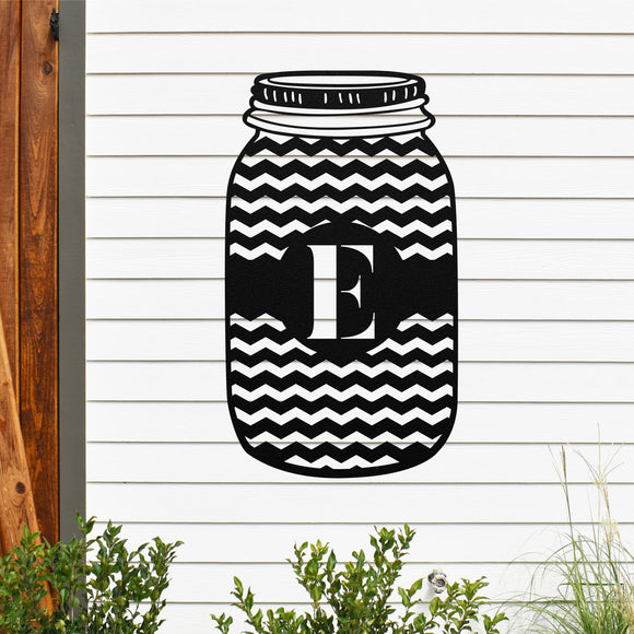 Mason Jar Monogram Sign ~ Metal Porch Sign | Outdoor Sign | Front Door Sign | Metal Summer Sign