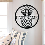 Pineapple Last Name Sign ~ Metal Porch Sign | Outdoor Sign | Front Door Sign | Metal Summer Sign