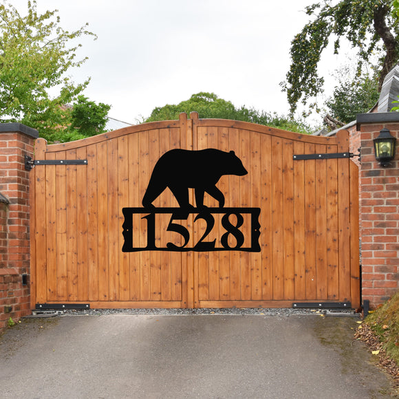 Custom Bear House Number Sign ~ Metal Porch Sign | Outdoor Sign | Front Door Sign | Metal Hunting Sign | Cabin Sign