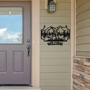 Deer Welcome Gate Sign ~ Metal Porch Sign | Outdoor Sign | Front Door Sign | Metal Hunting Sign | Cabin Sign