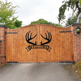 Antler Welcome Sign ~ Metal Porch Sign | Outdoor Sign | Front Door Sign | Metal Hunting Sign | Cabin Sign