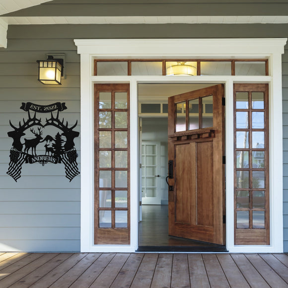 Antler Flag Custom Sign ~ Metal Porch Sign | Outdoor Sign | Front Door Sign | Metal Hunting Sign | Cabin Sign