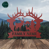Antler Family Last Name Sign ~ Metal Porch Sign | Outdoor Sign | Front Door Sign | Metal Hunting Sign | Cabin Sign