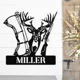 Bow Hunting Last Name Sign ~ Metal Porch Sign | Outdoor Sign | Front Door Sign | Metal Hunting Sign | Cabin Sign