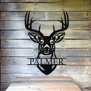 Deer Head Last Name Sign ~ Metal Porch Sign | Outdoor Sign | Front Door Sign | Metal Hunting Sign | Cabin Sign