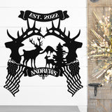 Antler Flag Custom Sign ~ Metal Porch Sign | Outdoor Sign | Front Door Sign | Metal Hunting Sign | Cabin Sign