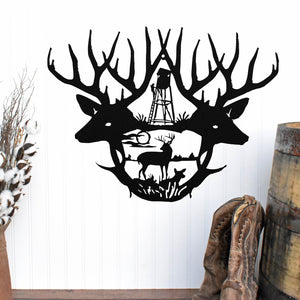 Antler Hunting Sign ~ Metal Porch Sign | Outdoor Sign | Front Door Sign | Metal Hunting Sign | Cabin Sign