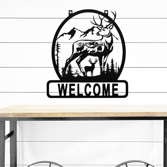 Deer Welcome Gate Sign ~ Metal Porch Sign | Outdoor Sign | Front Door Sign | Metal Hunting Sign | Cabin Sign