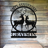 Happy Anniversary Custom Deer Sign ~ Metal Porch Sign | Outdoor Sign | Front Door Sign | Metal Hunting Sign | Cabin Sign