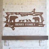 Bear Family Name Sign ~ Metal Porch Sign | Outdoor Sign | Front Door Sign | Metal Hunting Sign | Cabin Sign