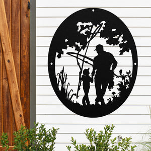 Father & Child Fishing Sign ~ Metal Porch Sign | Outdoor Sign | Front Door Sign | Metal Hunting Sign | Cabin Sign