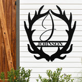Antler Monogram Family Sign ~ Metal Porch Sign | Outdoor Sign | Front Door Sign | Cabin Sign