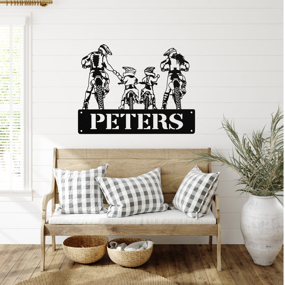 Motocross Family Custom Sign ~ Metal Porch Sign - Outdoor Sign - Personalized Metal Sign - Dirt Bike Sign