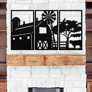 Cow On A Farm Three Piece Set ~ Metal Porch Sign - Outdoor Sign - Personalized Metal Sign - Family Monogram Sign