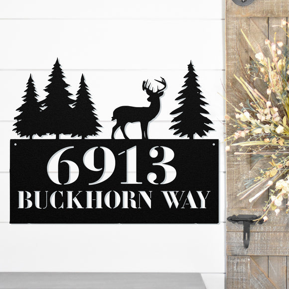 Custom Deer Home Address Sign ~ Metal Porch Sign, House Number Sign, Metal Address Number Sign, Steel Address Plaque Sign, Home Number Sign