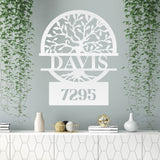 Family Tree Home Address Sign ~ Metal Porch Sign, House Number Sign, Metal Address Number Sign, Steel Address Plaque Sign, Home Number Sign