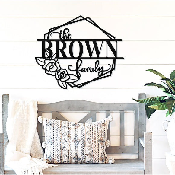 Family Last Name Sign ~ Metal Porch Sign, Custom Family Home Sign, Last Name Family Sign, Front Door Metal Sign, Monogram Name Sign