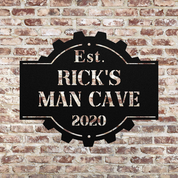 Man Cave Metal Name Sign ~ Metal Porch Sign, Metal Tree Sign, Front Door Metal Sign, Patio Metal Sign, Metal Décor, Metal Art
