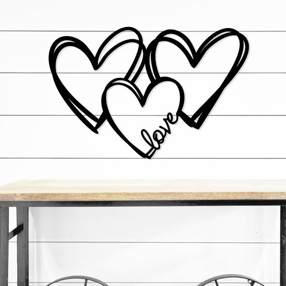 Love Hearts Metal Sign ~ Metal Porch Sign, Metal Tree Sign, Front Door Metal Sign, Patio Sign, Metal Décor, Metal Art