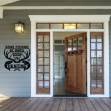 Gone Fishing Be Back Soon To Go Hunting ~ Metal Porch Sign | Outdoor Sign | Front Door Sign | Metal Hunting Sign | Cabin Sign