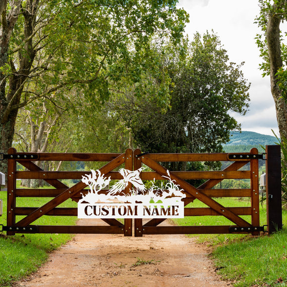 Pheasant Hunting Name Sign ~ Metal Porch Sign | Outdoor Sign | Front Door Sign | Metal Hunting Sign | Cabin Sign