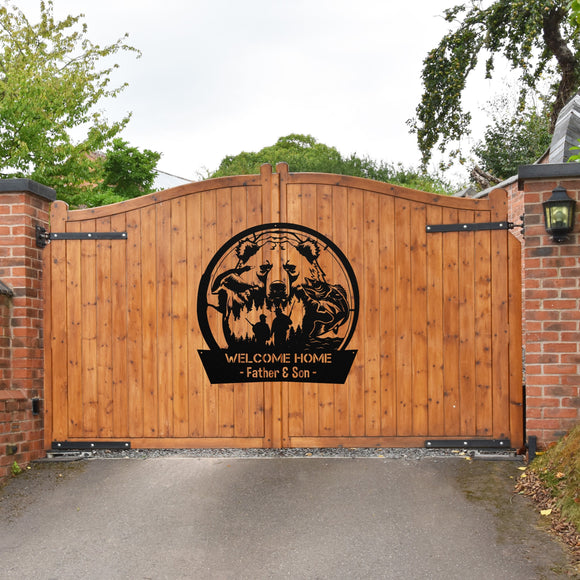 Welcome Home Father & Son Sign ~ Metal Porch Sign | Outdoor Sign | Front Door Sign | Metal Hunting Sign | Cabin Sign