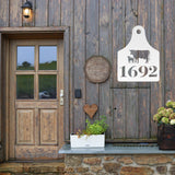 House Number Cow Tag Sign ~ Metal Porch Sign | Metal Gate Sign | Farm Entrance Sign | Metal Farmhouse | Cow Sign | Highland Cow | Address