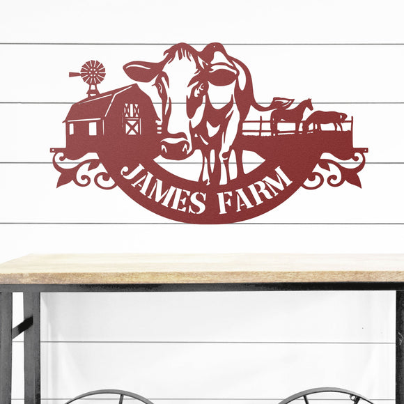 Personalized Cow Farm Sign ~ Metal Porch Sign | Metal Gate Sign | Farm Entrance Sign | Metal Farmhouse | Cow Sign | Highland Cow | Address