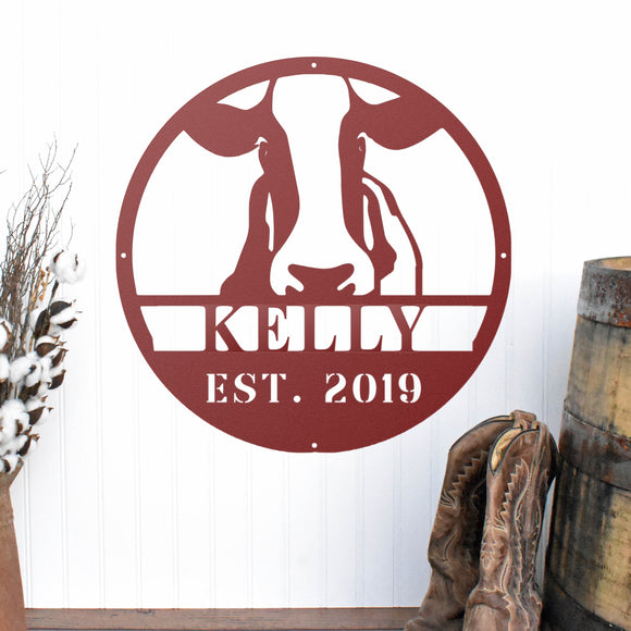 Personalized Cow Farm Name Sign ~ Metal Porch Sign | Metal Gate Sign | Farm Entrance Sign | Metal Farmhouse | Cow Sign | Highland Cow