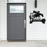 Welcome Cowboy Sign ~ Metal Porch Sign | Metal Gate Sign | Farm Entrance Sign | Metal Farmhouse | Western Door Hanger | Western Welcome Sign