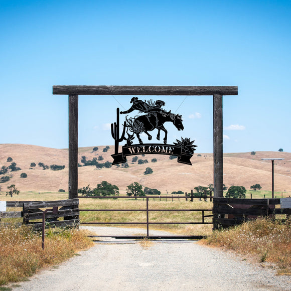 Welcome Cowboy Sign ~ Metal Porch Sign | Metal Gate Sign | Farm Entrance Sign | Metal Farmhouse | Western Door Hanger | Western Welcome Sign