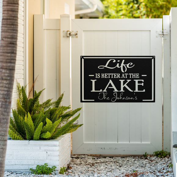 Life Is Better At The Lake Personalized Lake Sign ~ Outdoor Metal Sign, Door Hanger Sign, Last Name Sign,  Personalized Metal Sign, Porch