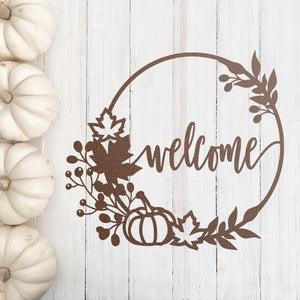 Welcome Fall Wreath Sign ~ Metal Porch Sign, Fall Door Hanger, Fall Metal Sign, Metal Fall Sign, Fall Sign, Fall Porch Sign, Custom Autumn