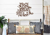 Trick Or Treat Welcome Sign, Metal Porch Sign, Fall Door Hanger, Fall Metal Sign, Metal Fall Sign, Fall Sign, Porch Sign, Custom Autumn